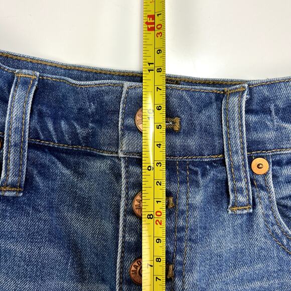 Madewell Button Fly High‎ Rise Denim Cut-Off Jean Shorts Sz 26 Copper Buttons - Picture 8 of 11